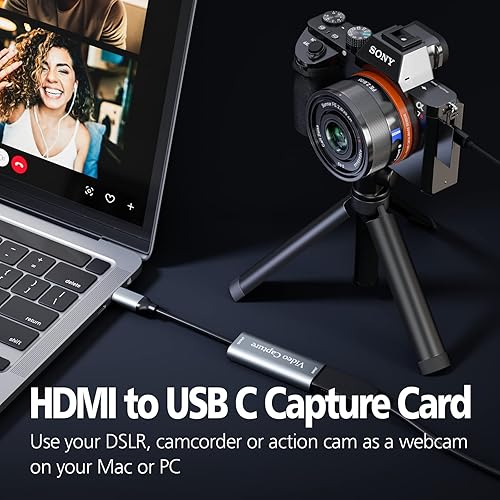 Miniatura 2 de Tarjeta de captura dispositivo de captura de video HDMI a USB C tarjeta de captura de video con adaptador USB 30 1080P para transmisión en vivo