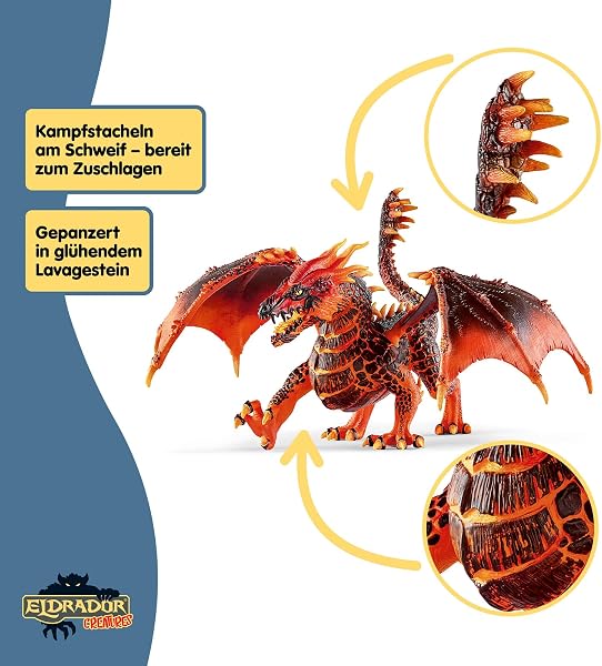 SCHLEICH ELDRADOR Creatures | Lavadrache 70138 | ELDRADOR Monster Spielfigur mit beweglichem Unterkiefer und Flügeln | Geschenk für Mädchen und Jungen | ab 7 Jahren | 20 x 14 x 15 cm - 4