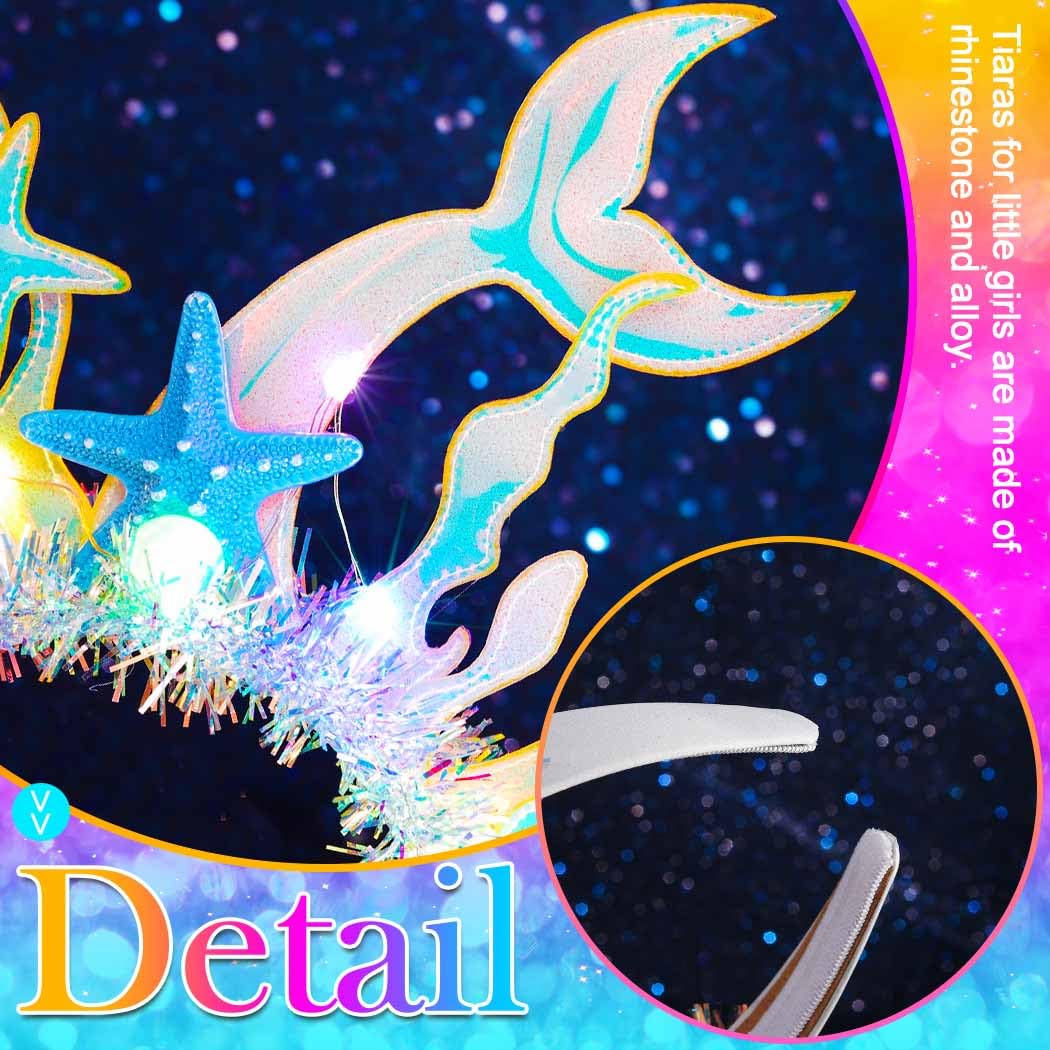 Kilshye Light Up Starfish Mermaid Headbands Beach Costume Headpiece for Women - Image 4