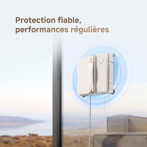 dreame C1 Robot Laveur de Vitres, Puissance d'Aspiration de 5 500 Pa, Protection et Sécurité Fiables, Technologie CornerClean, Nettoyage Humide Minutieux, Technologie à Double Jet - 5