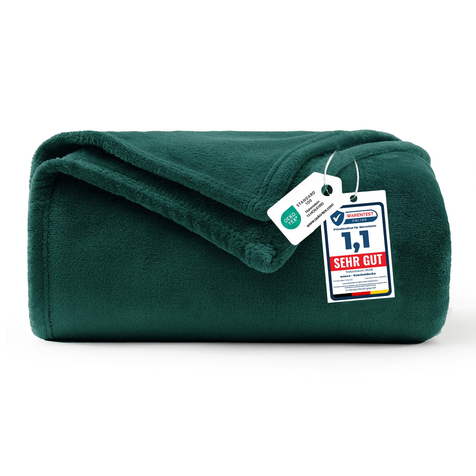 WAVVE Fleece Blanket Sofa Throw Forest Green 5ft x 6.5ft - Fluffy Soft Warm Versatile Blanket for Sofa/Couch/Bed Double/Twin Size, 150x200 — image 1