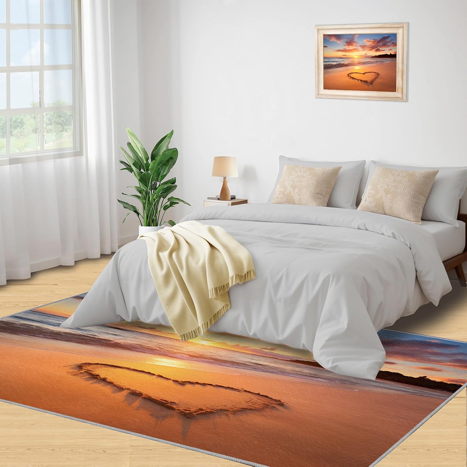 2x3 Beach Scenery Rug - Sunrise Beach Doormat Outdoor Entrance, Sunset Coastal Laundry Room Carpet Non Slip Accent Throw Rugs for Bathroom Kitchen Sink Front Door