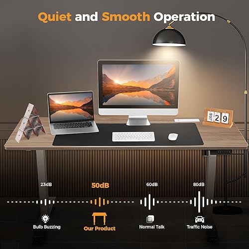 Miniatura 6 de KORGOL Escritorio eléctrico de pie de 55 x 24 pulgadas, altura ajustable, con estructura de doble viga cruzada, rango de elevación de 27 a 45