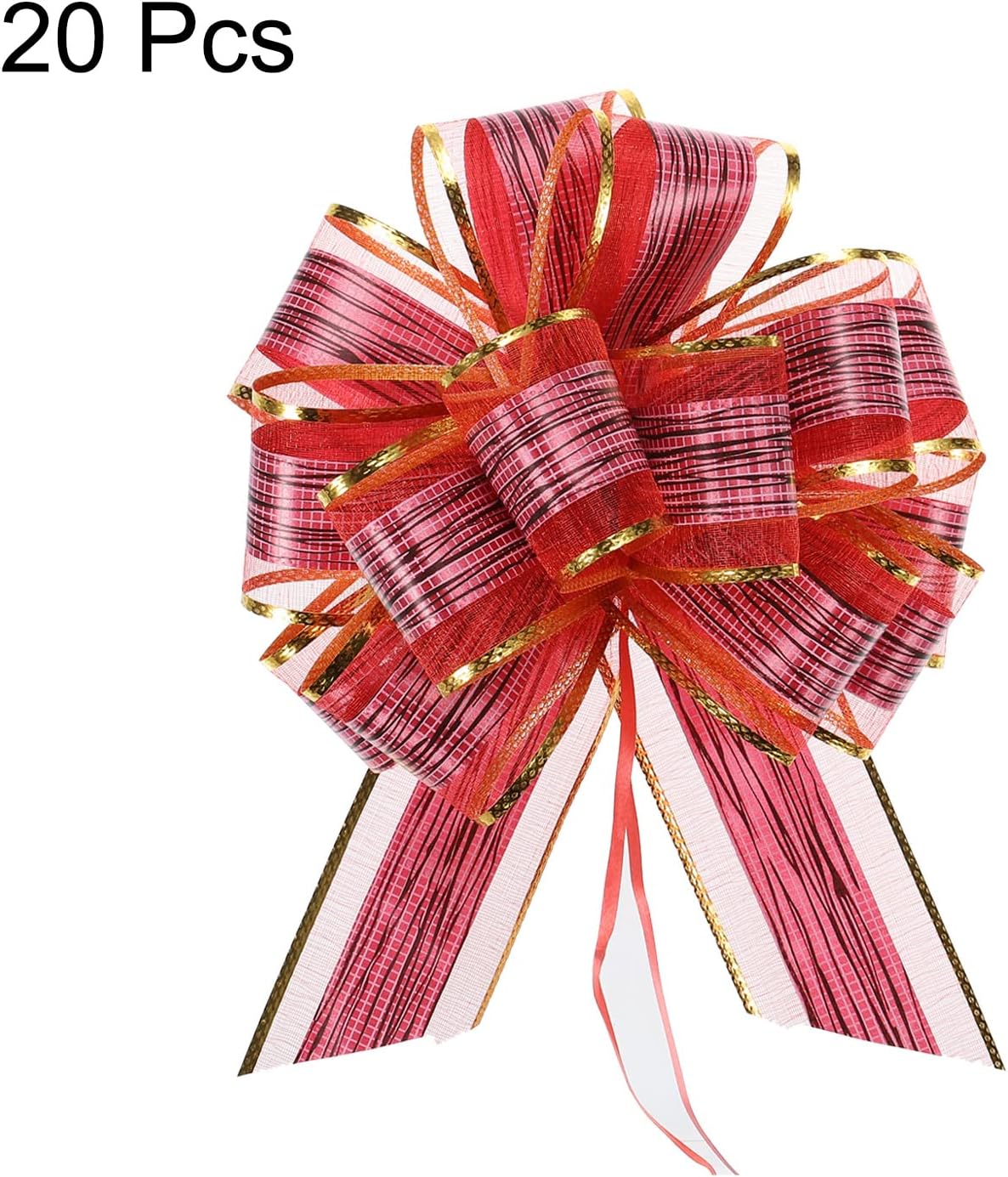 MECCANIXITY 20pcs 7 Inch Large Pull Bow Gift Wrapping Bows Ribbon Organza Burgundy for Wedding Baskets Presents Christmas Party - Image 3
