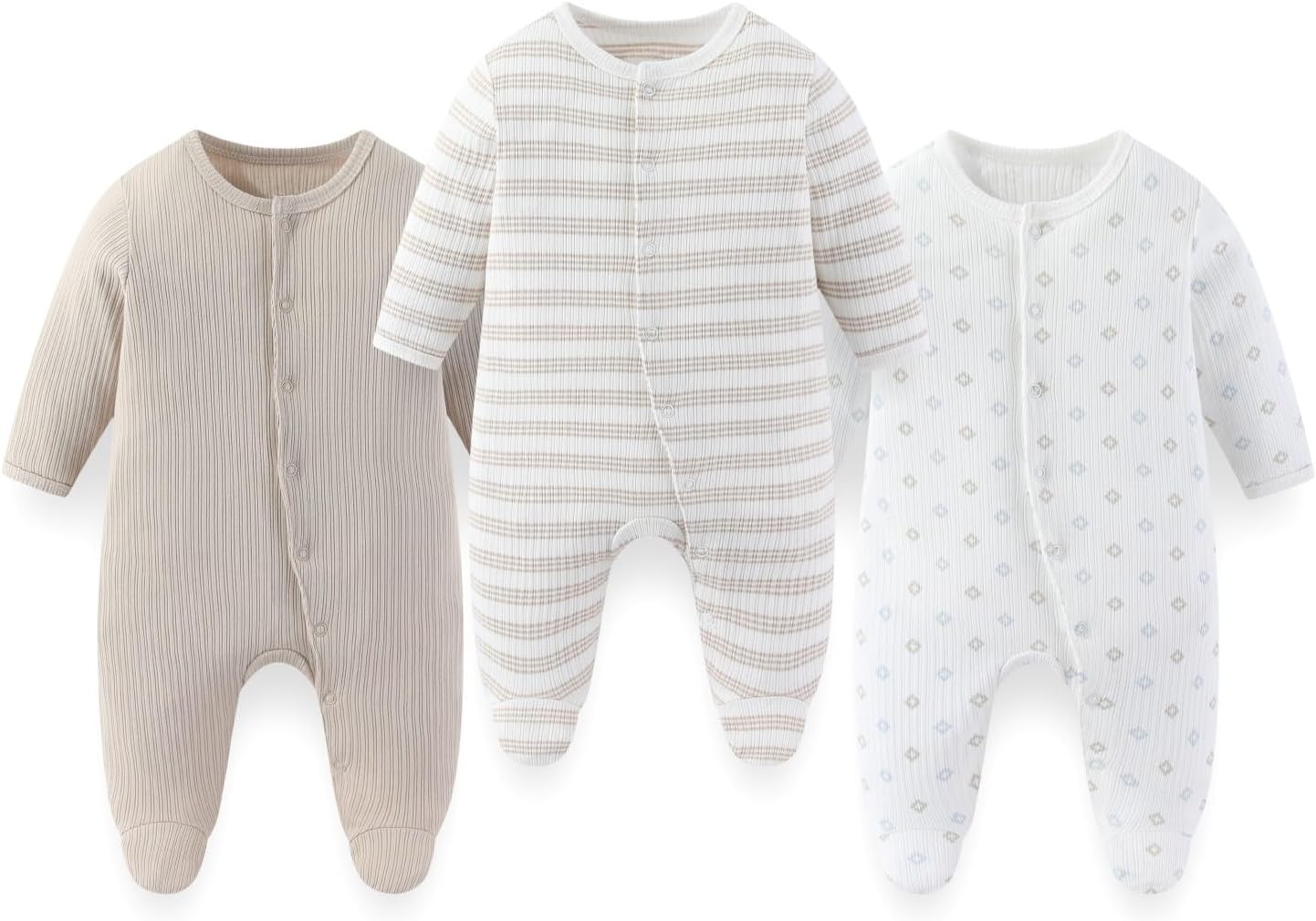 8 Pack Unisex Baby Boy Girl Footed One-piece Outfit Infant Hats 0-12months Comfort New Born Romper Clothes - Image 2