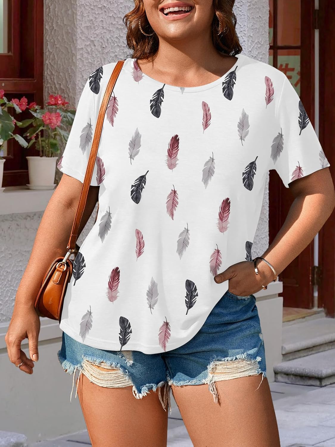 HDLTE Plus Size Tops for Women Short Sleeve Shirt Summer Casual Blouse Cute Graphic Tees Trendy Loose fit Tshirts