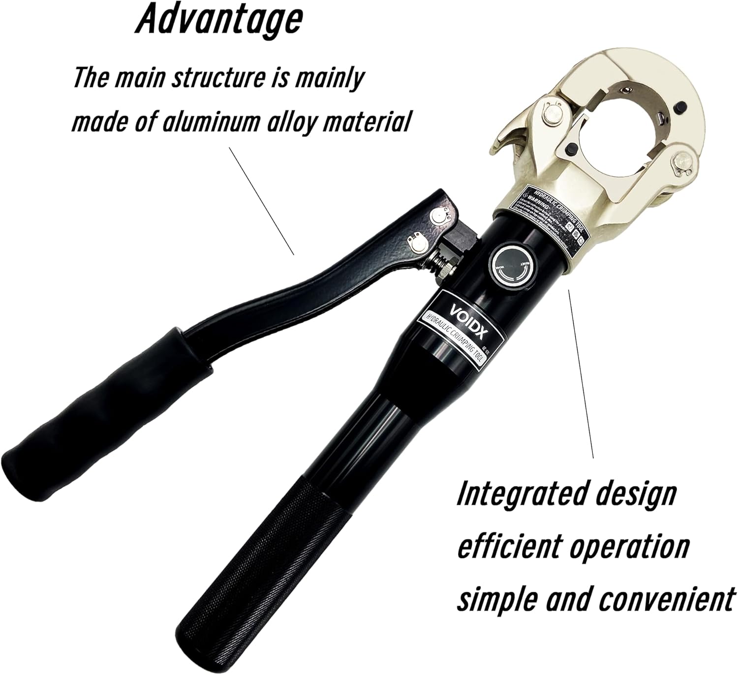 VOIDX Hydraulic Crimping Tool Propress Crimper for Copper Pipe Fittings with 1/2 3/4 1 Inch Jaws Works in Narrow Spaces and on Straight Bend Fittings Includes Carrying Case