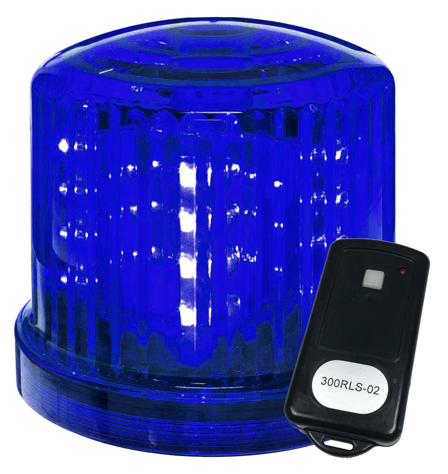PL-300BJ-RCS02 Battery Powered Ultra Bright LED Remote Control Police Beacon, Frequency 2, 6" Diameter x 5" Height, Blue