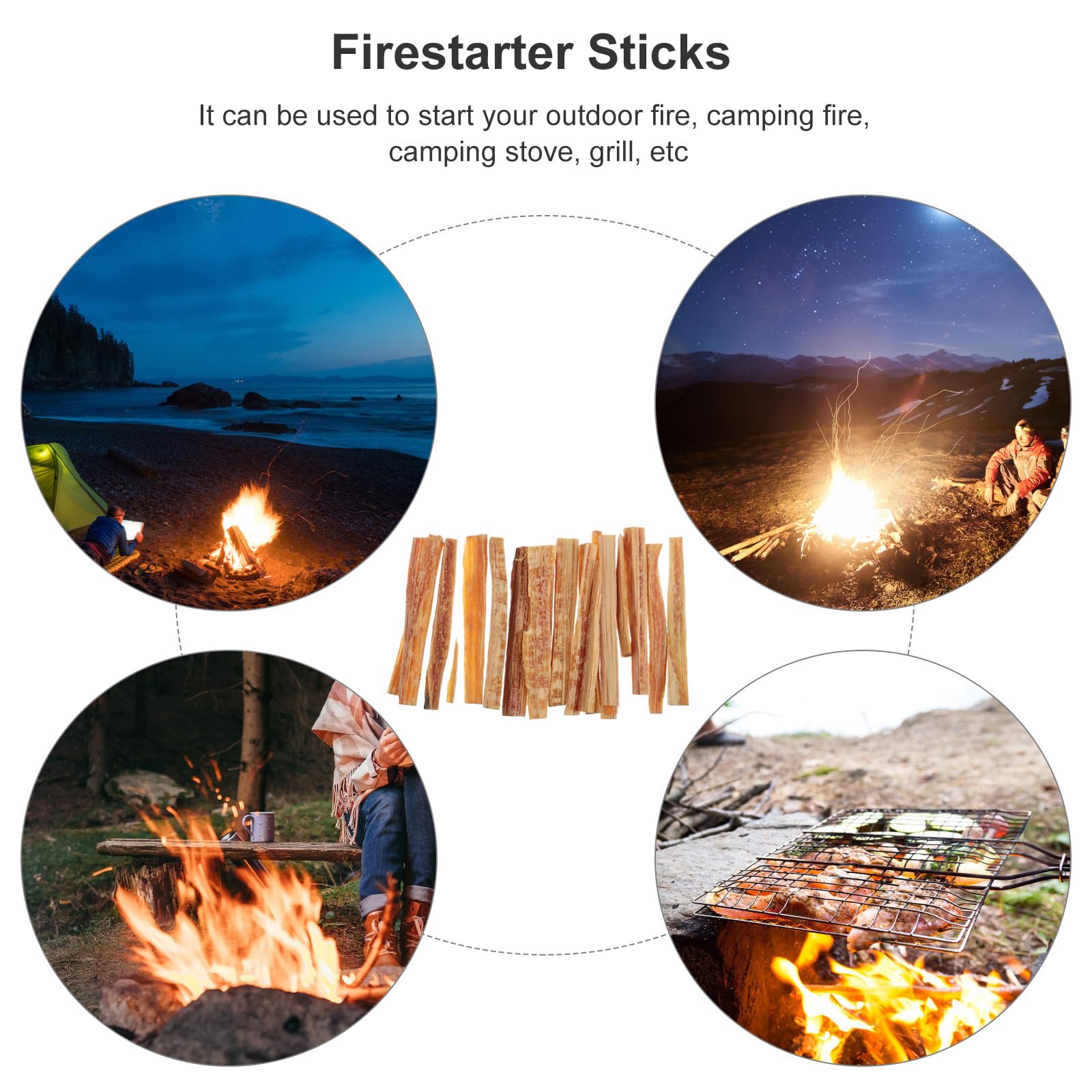 Gatuida Fuego para Acampar Palitos de Madera Duraderos Portátiles Resistentes al Herramienta Práctica para Fogatas y Barbacoas al Aire Libre