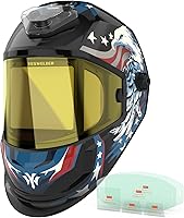 YESWELDER Panoramic Auto Darkening Welding Helmet: 6 Arc Sensors, True Color 1/1/1/1 View, Blue Light Blocking, Side Windows, Type-C Rechargeable