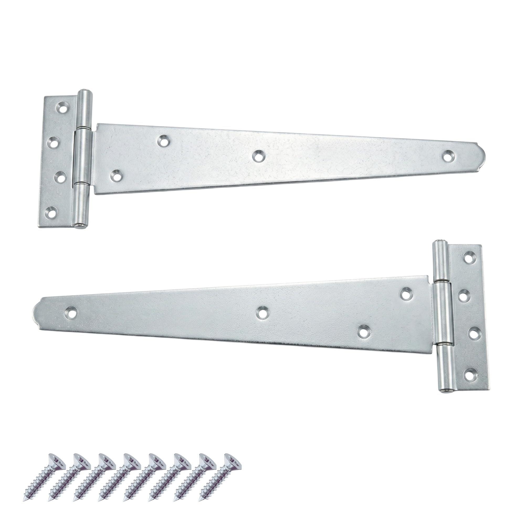 Keypak Zinc 2 Pack 350Mm (14") T-Hinges Plated, Weather-Resistant Metal Tee Hinges Ideal For Wooden Gates, Barn, Garage & Shed Doors