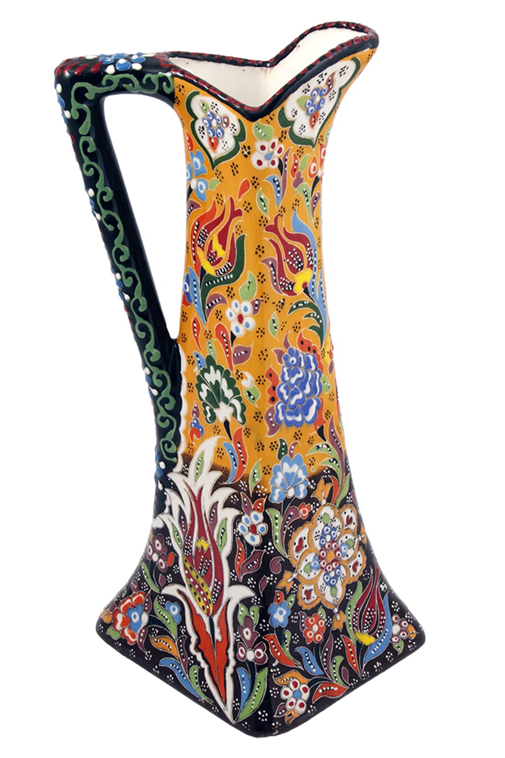 EliPOT Ceramic Pitcher, 12 inch Ceramic Square Pitcher, Turkish 12