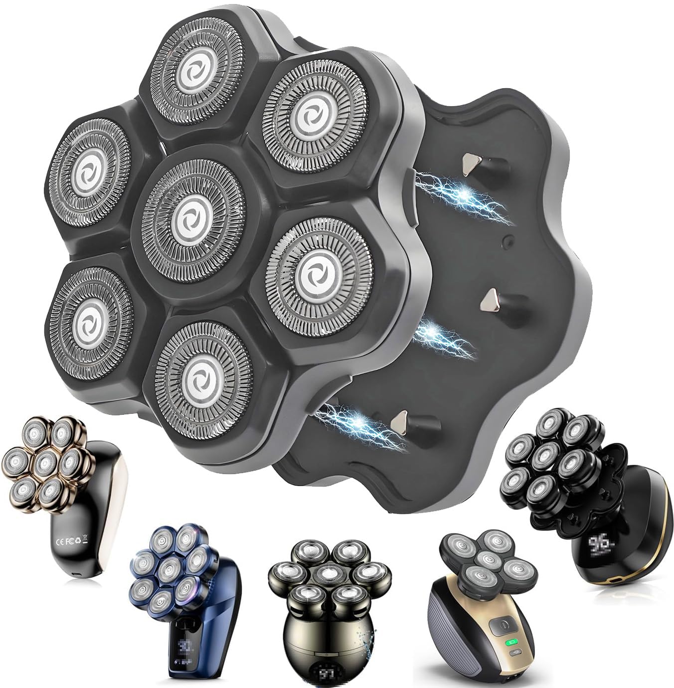 7 lame magnetiche di ricambio universali per Rossifur Lovcoyo Gisaae Bazivve ElectriBrite Freebird Testine di ricambio per rasoio (nero, 7 magnetiche)