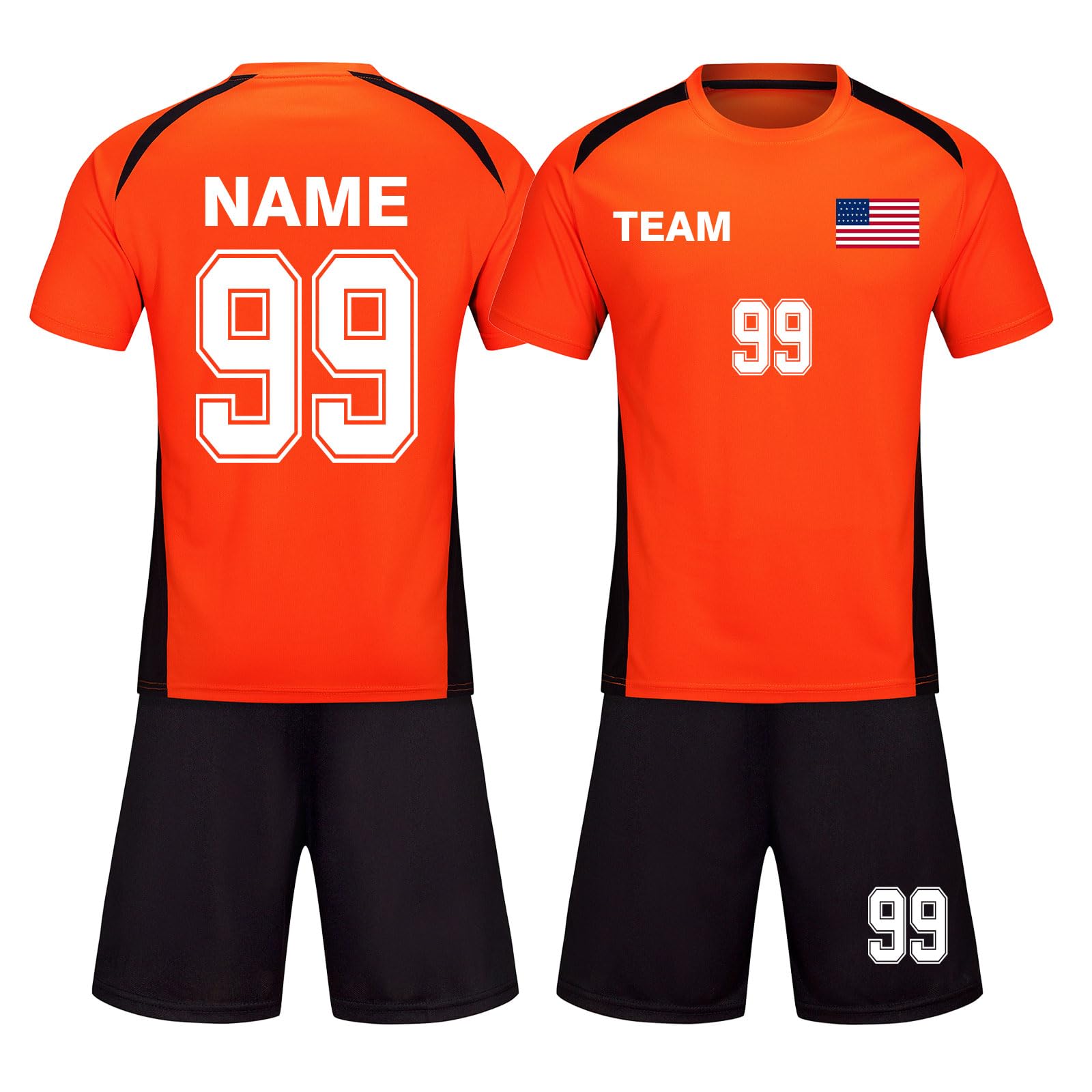 LAIFU Custom Soccer Jersey Personalized Soccer Shirt Boys Girls Soccer Short Soccer Socks Men Women Customa Customized with Name Number Team Logo (Orange)