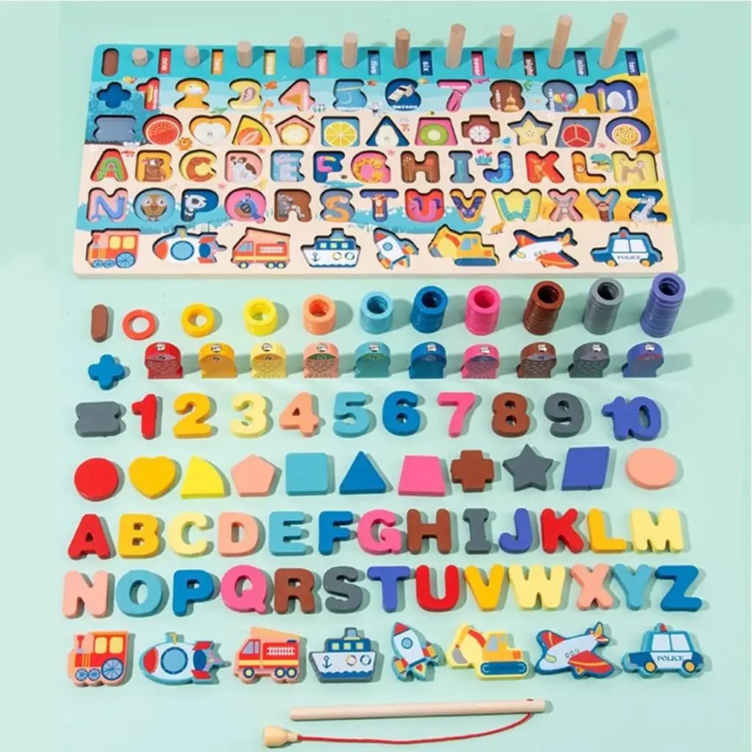 MyLittleTales Wooden 7-in-1 Traffic Matching Board – Seven