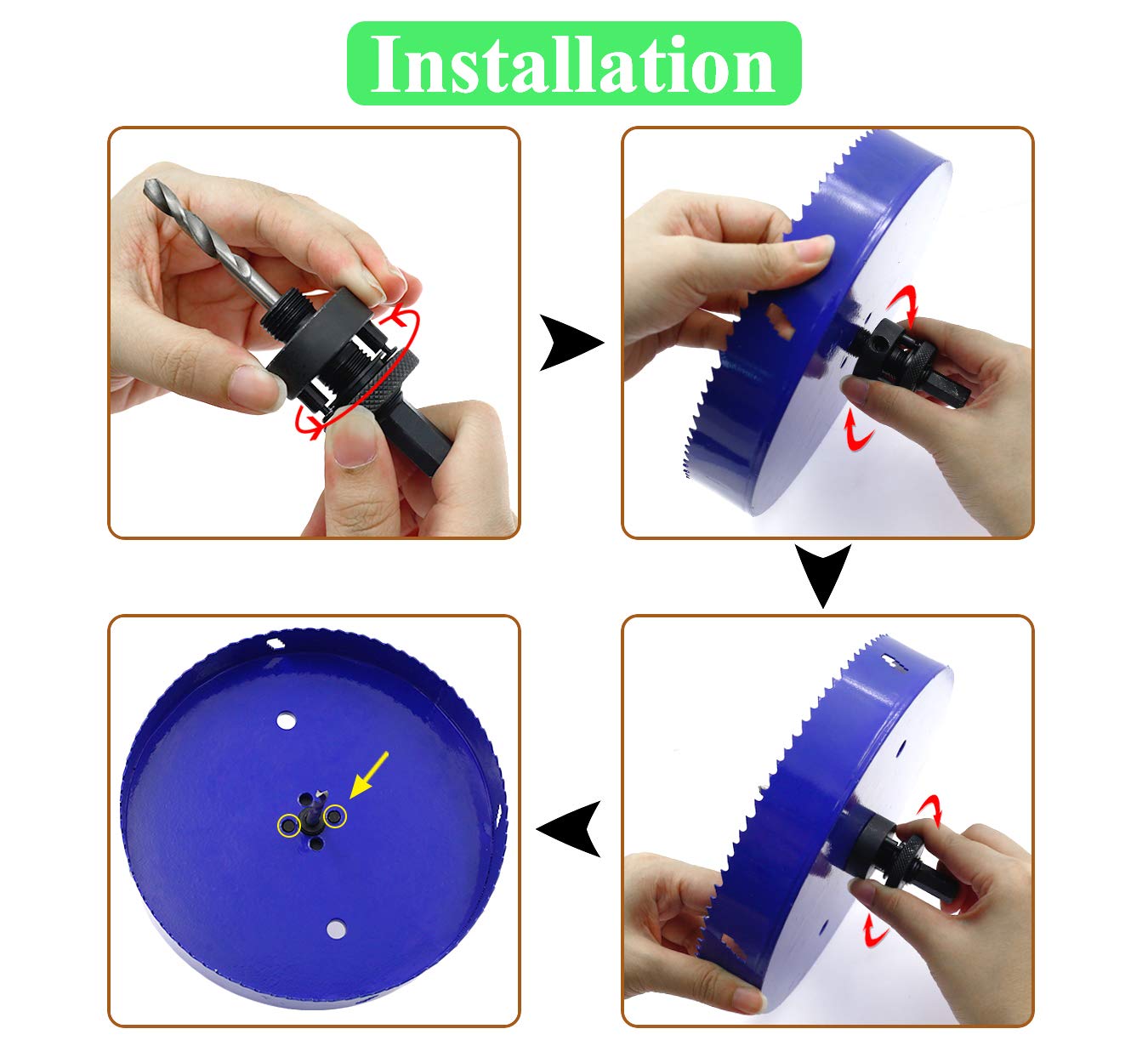 Seimneire 6-1/4 Inch Hole Saw with Heavy Duty Arbor, 1.2 Inch Cutting Depth HSS Bi-Metal Hole Drilling Cutter for Smoothly Cutting in Wood Cornhole Boards Plastic Drywall & Thin Metal : Tools & Home Improvement