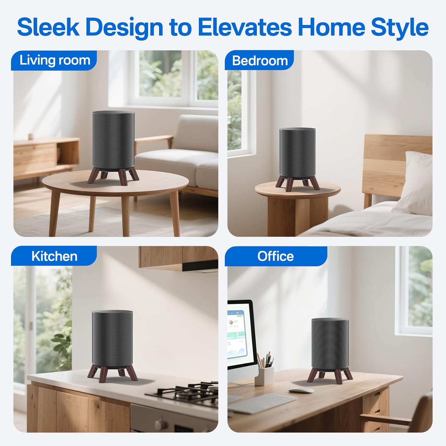 Wooden Desk Stand for Sonos Era 100 and Sonos Era 100 SL, Tripod Desktop Speaker Stand with Stable Base for Optimal Sound Quality, Easy Installation, Natural Wood Finish, 2 Pack