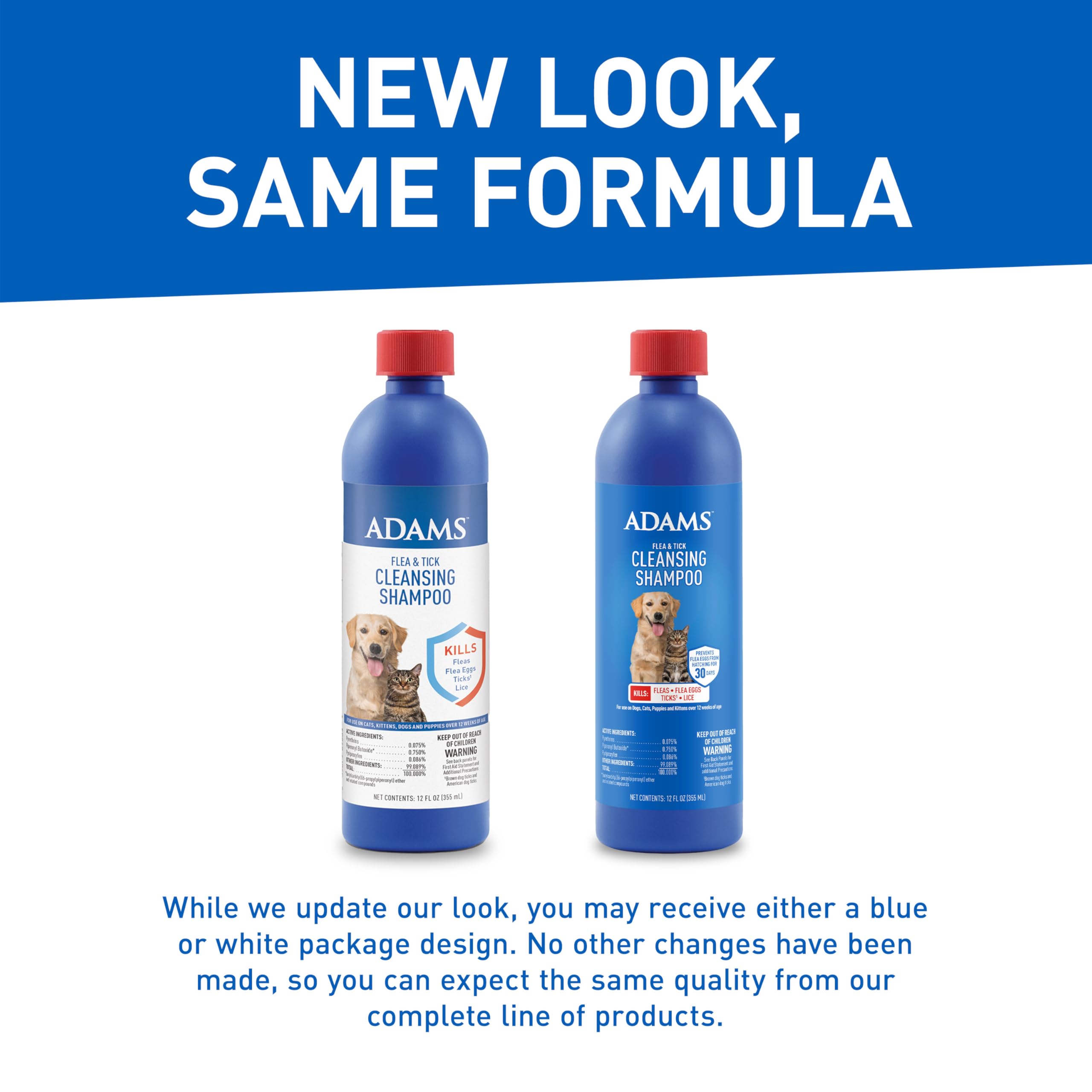 ADAMS Flea & Tick Cleansing Shampoo For Dogs, Cats, 12 oz