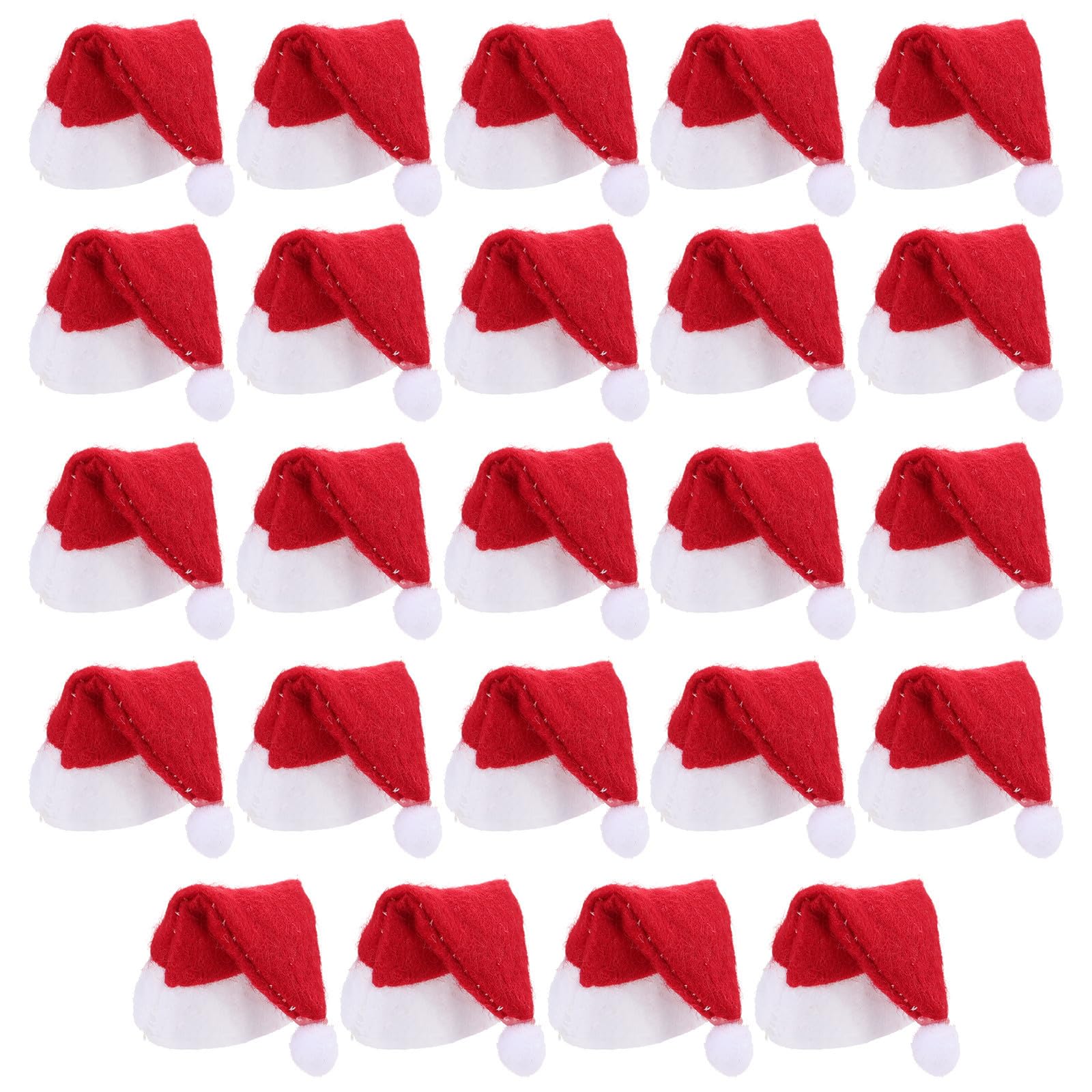 24 Stück Kleiner Weihnachtsmütze aus Vliesstoff mit Weihnachtsmotiven Wiederverwendbar und Rot Niedliche Lutscherhut Dekoration für Festliche Weihnachtsumgebungen und Kleine