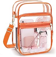 Vista 23 de Bolso cruzado transparente Blvornl con correa de hombro ajustable, bolso de PVC aprobado para estadios, bolso de mensajero Claro