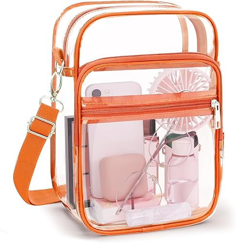 Miniatura 23 de Bolso cruzado transparente Blvornl con correa de hombro ajustable, bolso de PVC aprobado para estadios, bolso de mensajero Claro