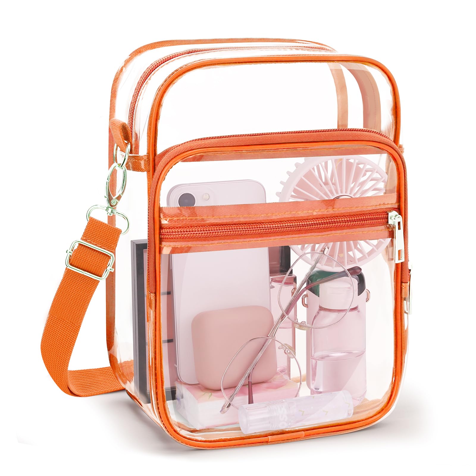 Blvornl Clear Crossbody Bag with Adjustable Shoulder Strap, Stadium Approved PVC Purse Bag, Messenger Bag