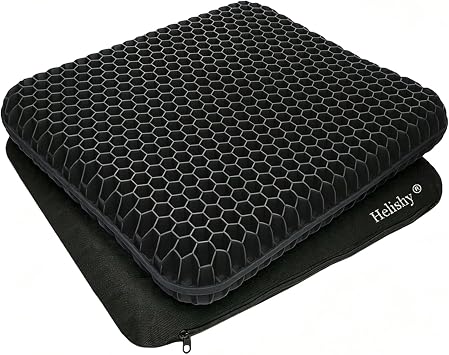 Egg Gel Seat Cushion, Breathable Gel Cushion Chair Pads with Non-Slip Cover for Home Office Car Wheelchair, Honeycomb Design Egg Seat Cushion As Seen On TV Black