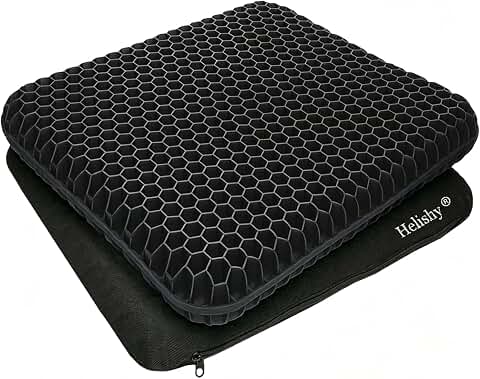 Egg Gel Seat Cushion, Breathable Gel Cushion Chair Pads with Non-Slip Cover for Home Office Car Wheelchair, Honeycomb Design Egg Seat Cushion As Seen On TV (Black)