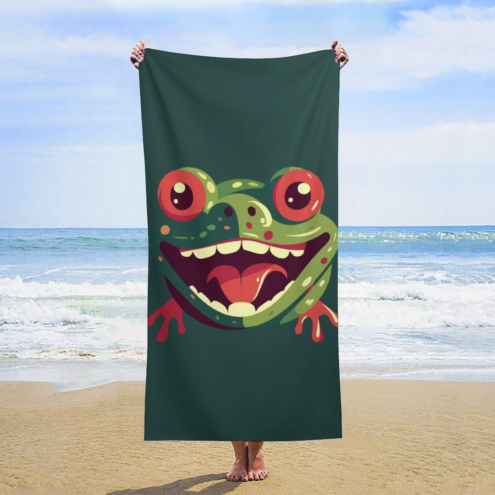 NTVOWPZO Frog with Mouth Open Beach Towel Oversized Microfiber Bath Towels Lightweight Sand Proof Beach Towels Absorbent Pool Towels for Swimming Yoga Bathroom Towel 31.5" X 63"