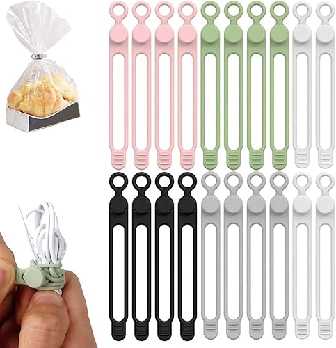 Miniatura 9 de Organización y gestión de cables de silicona, bridas de cable reutilizables, soporte para cables, cargador, organizador de alambre para agrupar y