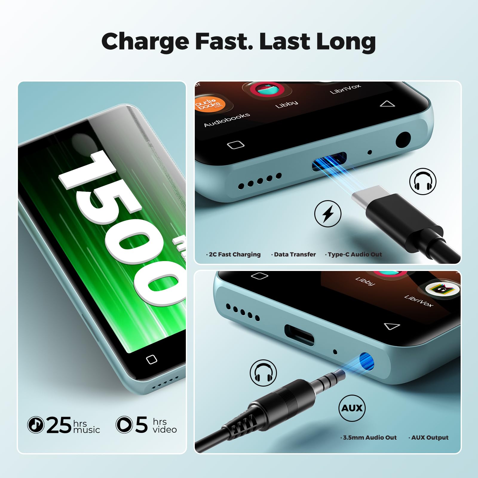Reproductor MP3 de 160 GB con Bluetooth y WiFi, reproductor de música innioasis con Spotify, Pandora, Amazon Music, pantalla táctil de 4 pulgadas, reproductor de MP4 y MP3 para niños con Libby,