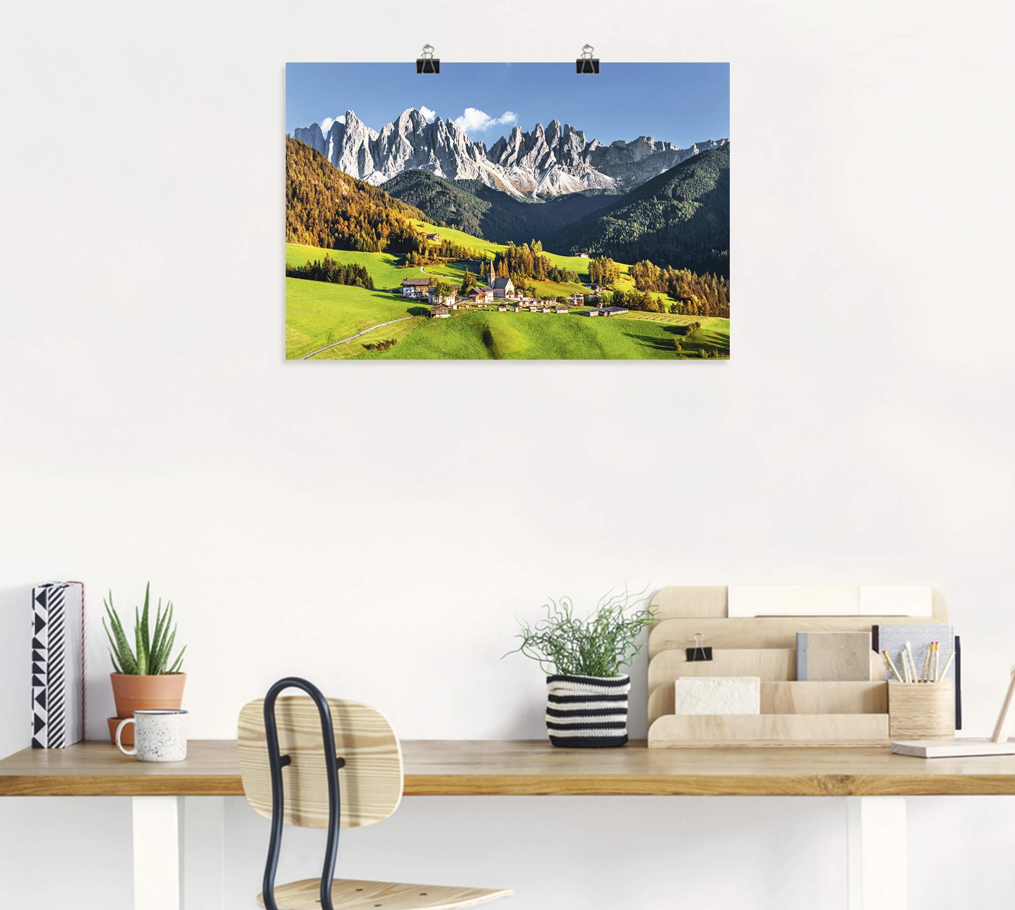 ARTLAND Wanddeko Poster & Kunstdrucke Wandposter 120x80 cm Querformat Alpen Berge Landschaft Italien Berge Gebirge U1TF