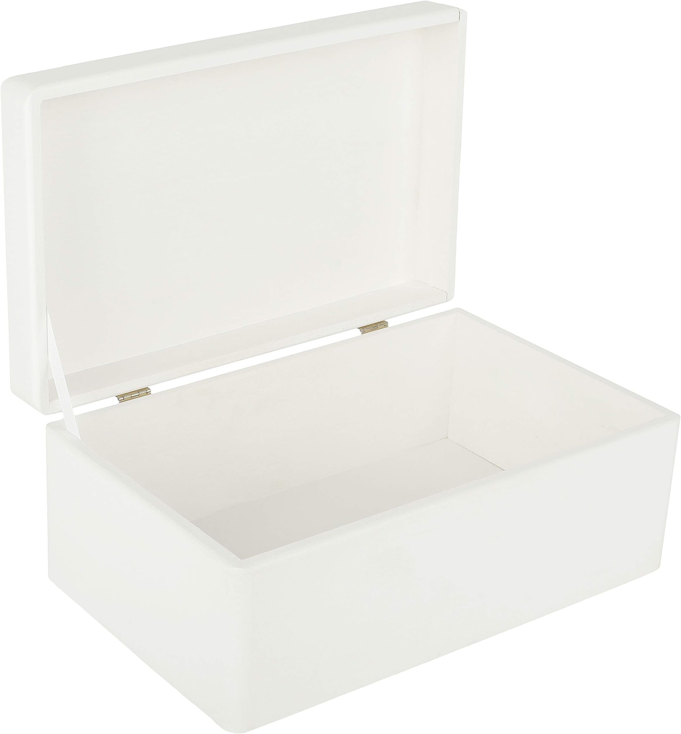 Creative Deco Large White Wooden Storage Box | 30 x 20 x 14 cm (+/- 1 cm) | With Hinged Lid | Tool Dog Toy Shoes Clothing Kitchen Storage Gift Box | Wood Keepsake Memory Craft Chest