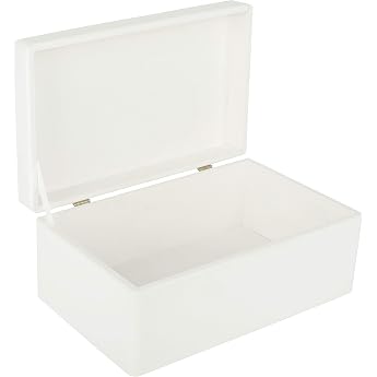 Creative Deco Large White Wooden Box with Lid 30 x 20 x 14 cm Christmas | (+/- 1 cm) | Box | White Wooden Box Memory Box Baby