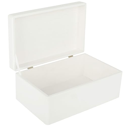 Creative Deco Large White Wooden Box Storage with Hinged Lid