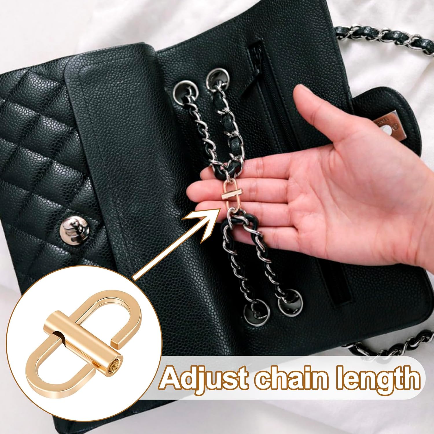 HINZIC Chain Strap Shortener, 360 Rotatable Chain Clip Buckle, Alloy Necklace Shortener for Shorten Purse Bag Chain