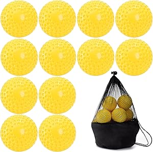 Tebery 12 Pack Green Dimpled Baseballs, 9-Inch Pitching Machine Baseballs for Hand-Eye Coordination, Hitting and Fielding Practice