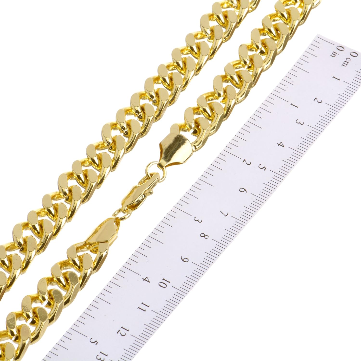 Miniatura 4 de Collar de cadena cubana pesada HC 6037 dorado chapado en oro de 14 quilates y plata de ley de 30 pulgadas