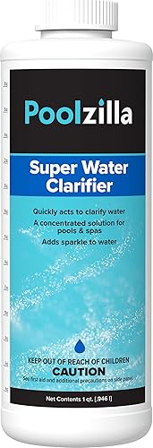 Poolzilla Botella de 1 cuarto de galón de súper clarificador de agua, solución concentrada para piscinas y spas, añade brillo