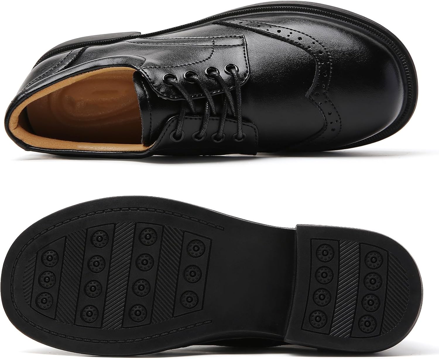 OKJ Oxford Shoes for Women Black Womens Oxfords Shoes Dressy Women's Casual Slip On Lace Up Loafers Vintage Shoes Business Dress Uniform Office Comfortable Non Slip Work Shoe - Image 4