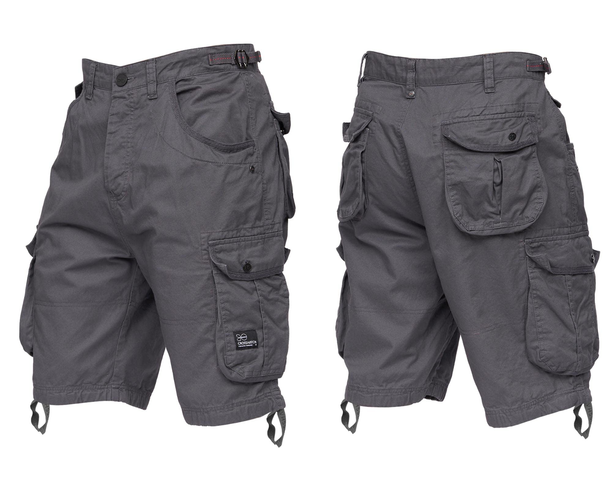 Crosshatch New Mens Knee Length Combat Cargo Camo Denim Summer Shorts by Jeanbase Charcoal 38