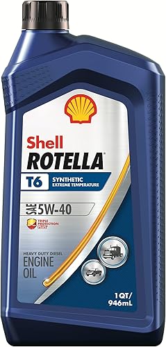 Shell Rotella T6 - Aceite de motor diésel totalmente sintético 5W-40 (1 cuarto de galón, caja de 6)