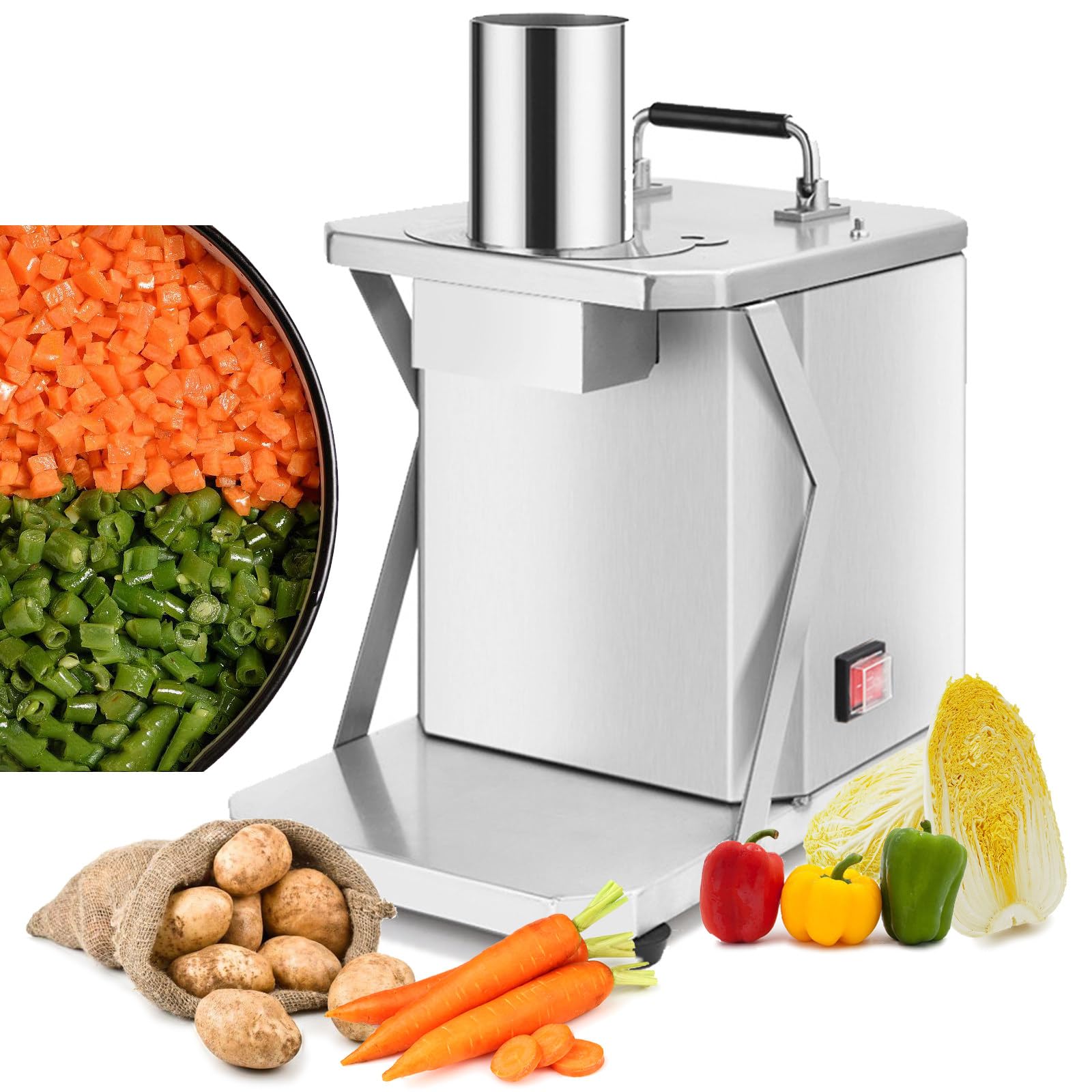 Tagliatrice elettrica per verdure, con 5 griglie di dimensioni, per frutta e verdura, per carote, patate, cipolle, uso commerciale, 10 mm
