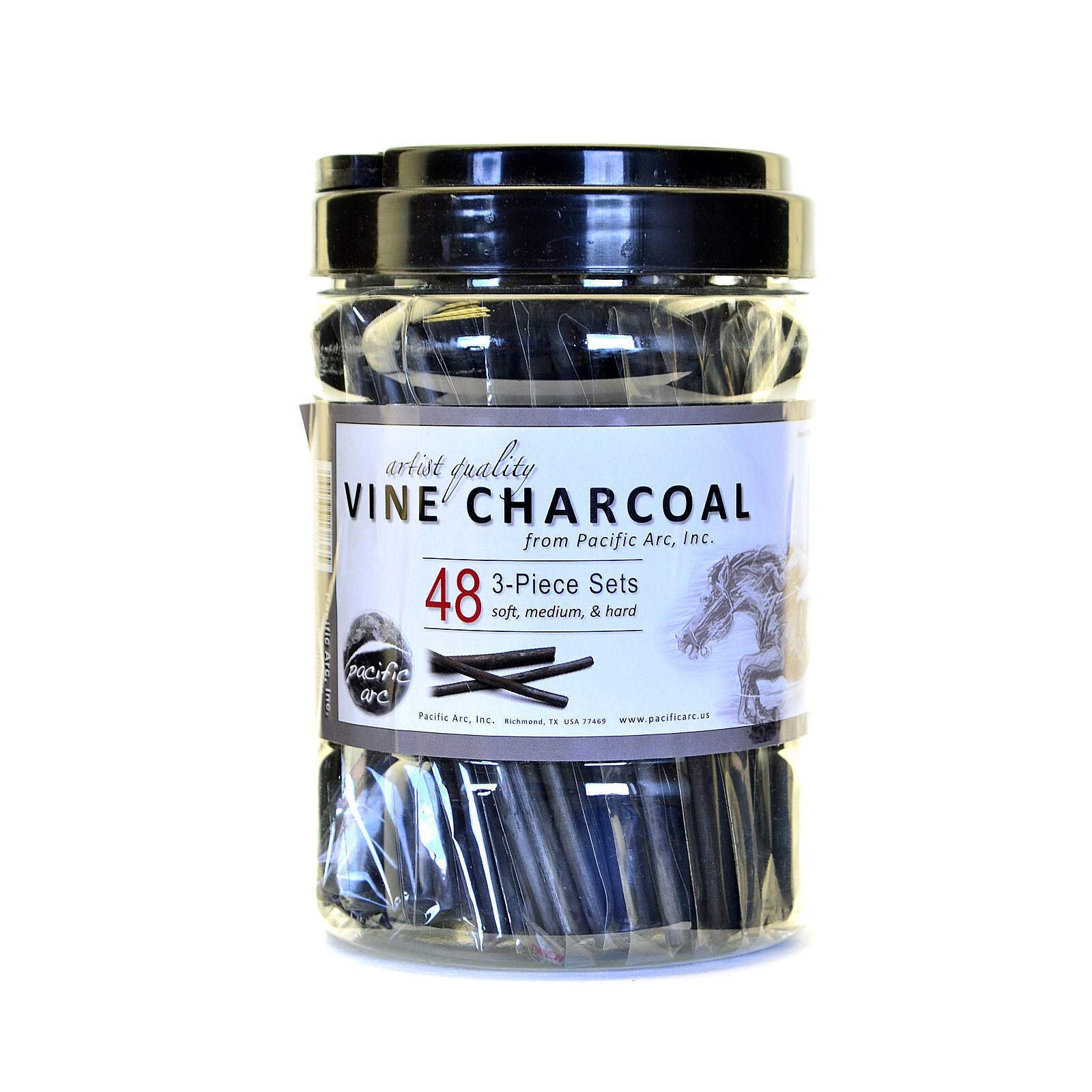 Pacific Arc Vine Charcoal 3-Piece Sets Canister of 48