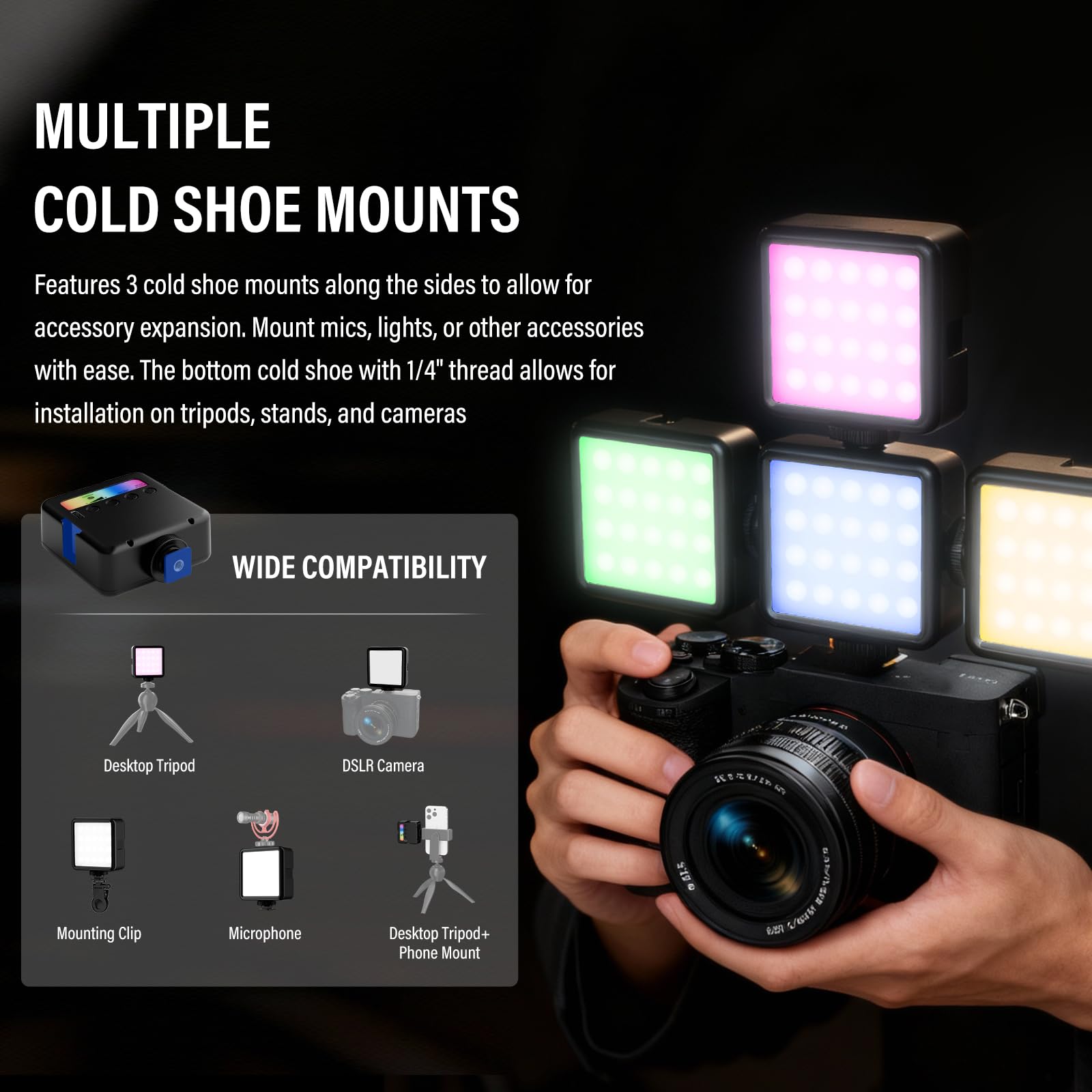 Soonpho P5 RGB Videolight Luce Tascabile per Fotocamera Luce portatile LED Light multicolore 250… — immagine 4 di 10