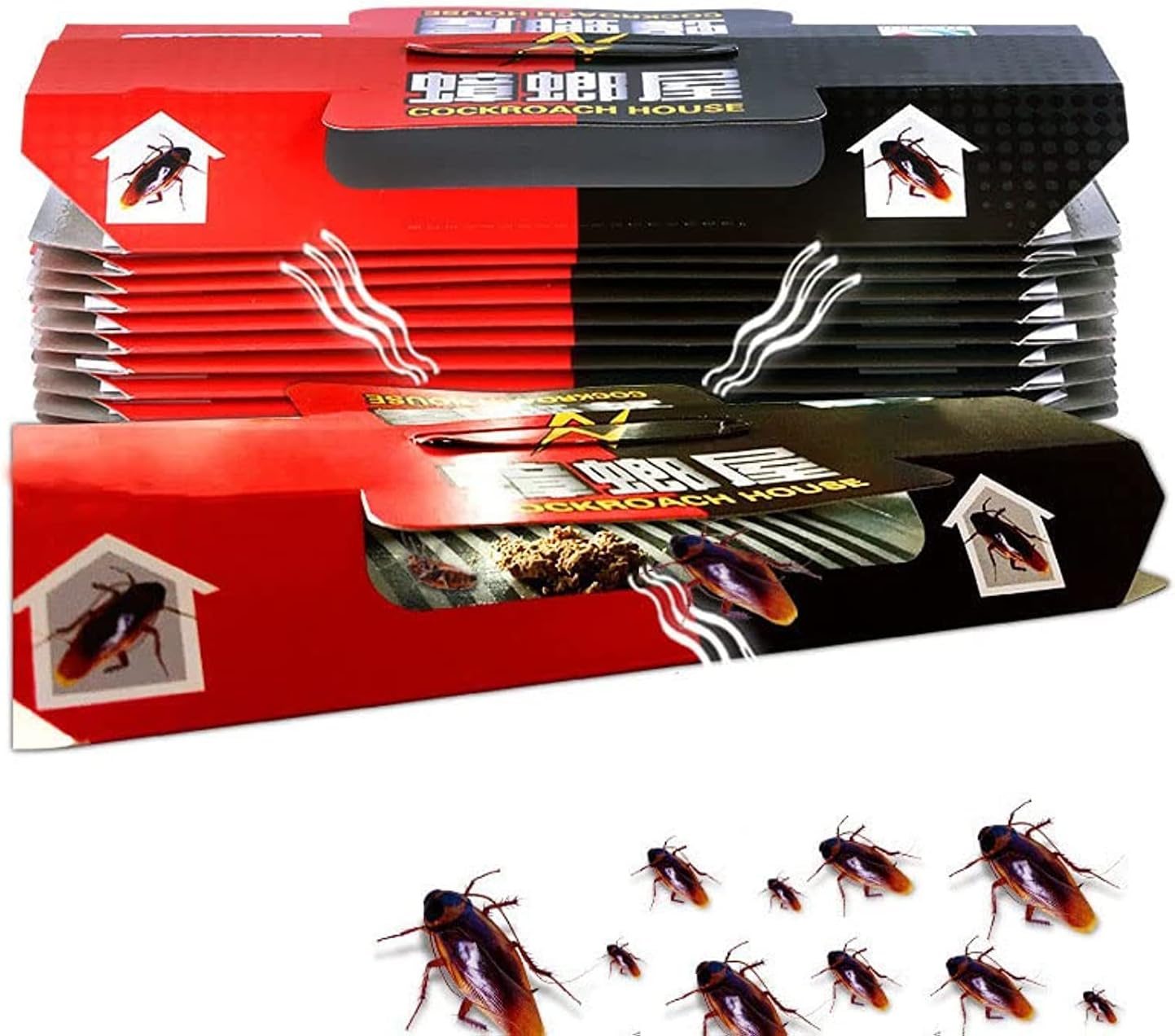 Cockroach Traps, Cockroach Trap Killer House Pest Control Strong Sticky Glue Traps with Non-Toxic Bait Premium Spiders Ants Cockroach Killer - 10 Pcs