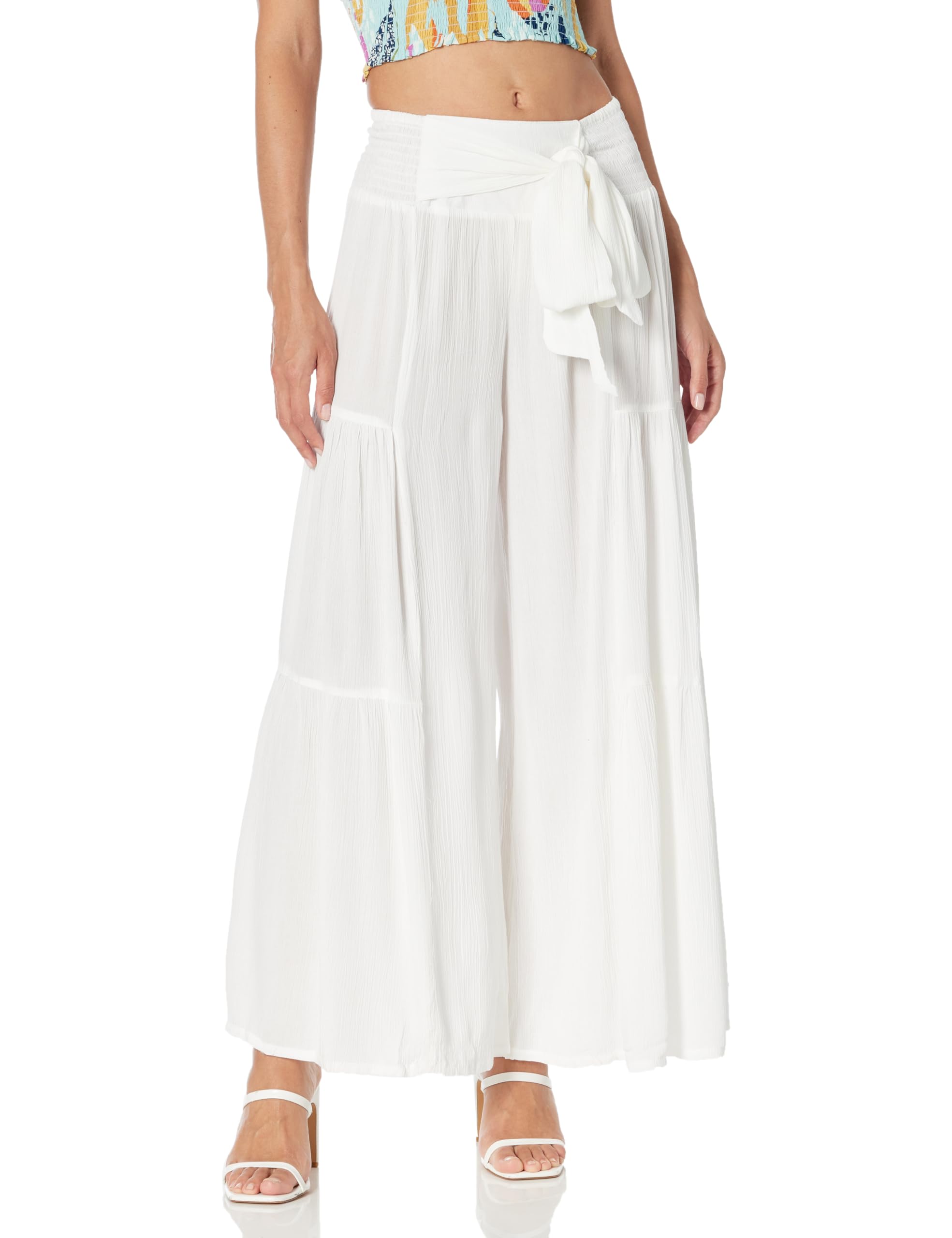 Angie Womens Angie Womens Tie Waist Tiered Wide Leg Pants