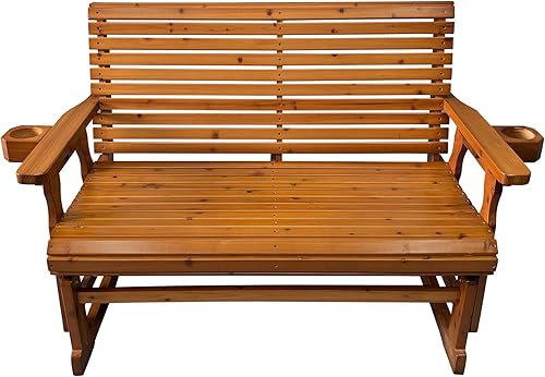 Miniatura 7 de Fortune Candy Planeador de patio con portavasos, respaldo alto y asiento contorneado profundo, resistente 800 libras (marrón, 2 plazas)