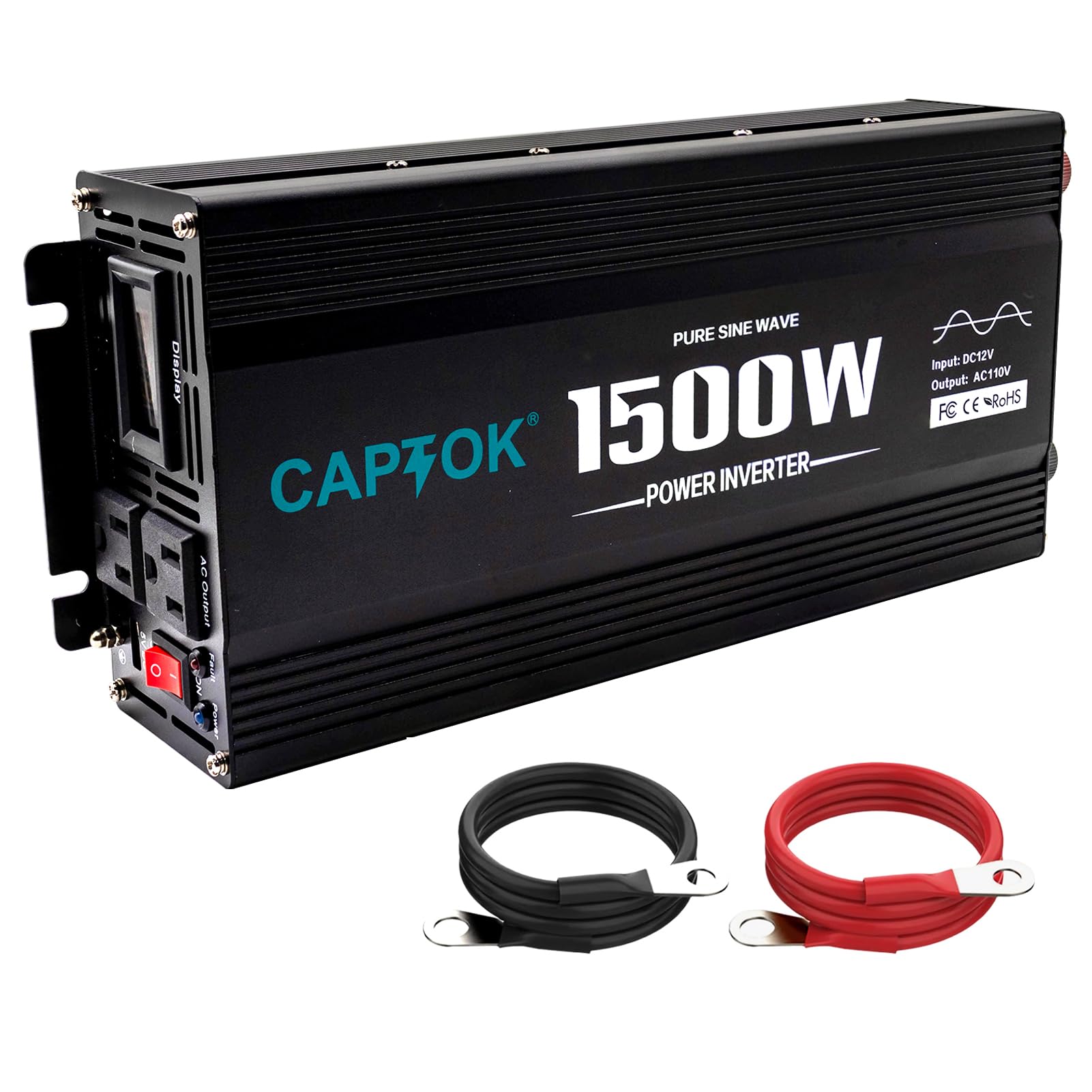 1500 Inverter Snapklik.com : CAPTOK 1500 Watt Pure Sine Wave Power Inverter 12V DC ...