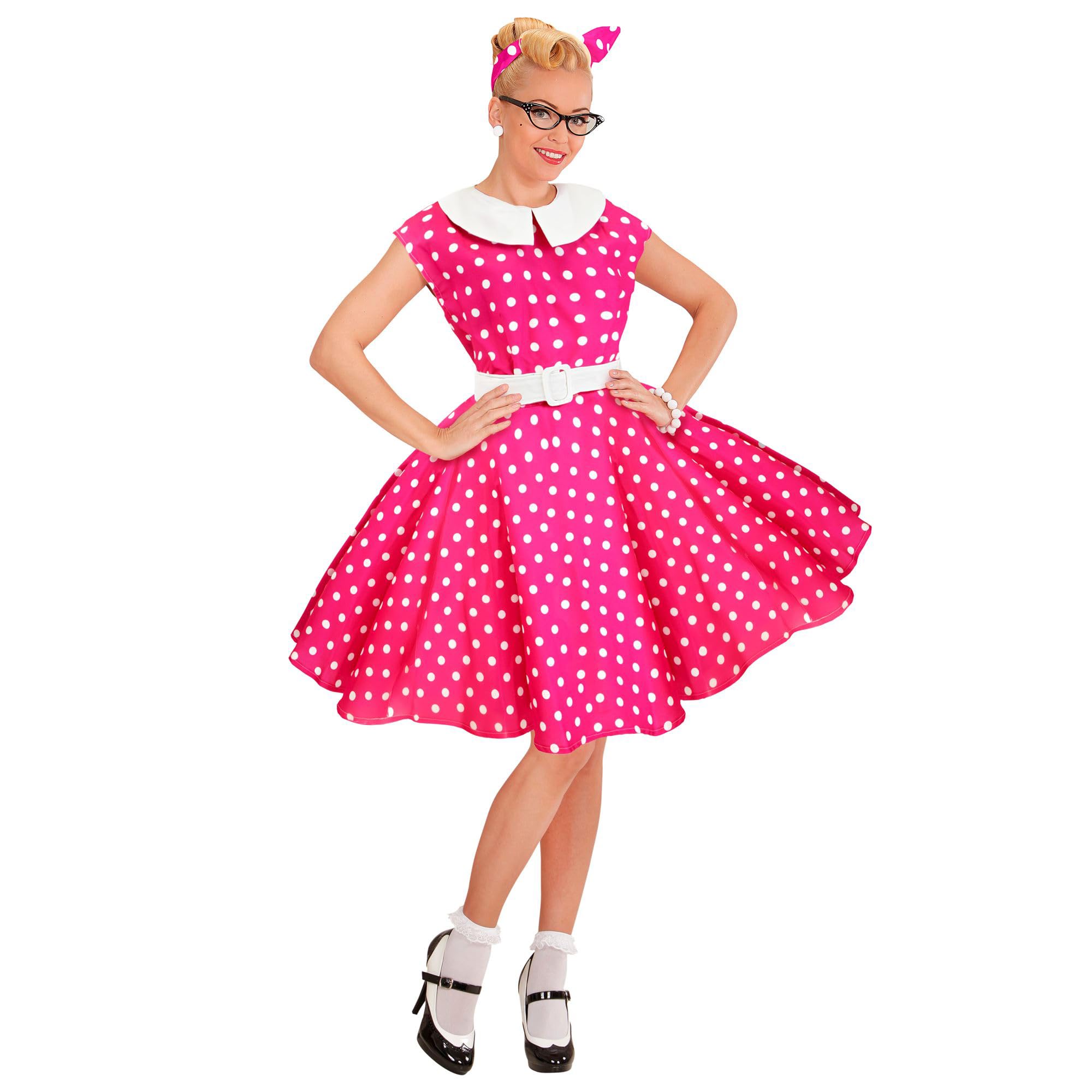W WIDMANN MILANO Party Fashion - Rock 'n' Roll Costume, 50s Fashion, Dress with Petticoat, Belt, Hairband, Fancy Dress Costumes